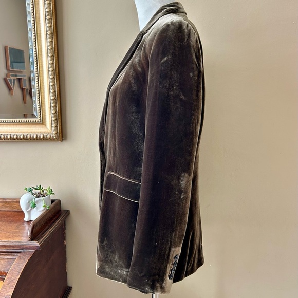 Zara Brown Velvet Blazer Jacket Limited Edition Silk Blend Size M 2731/289/528 - Picture 4 of 14